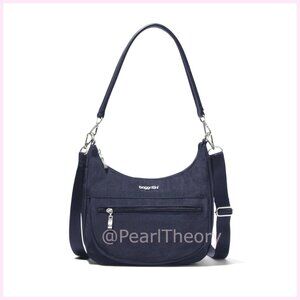 Nylon Hobo Shoulder Bag with Removable Straps, Convertible Crossbody